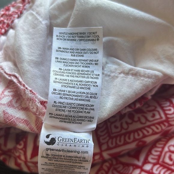 BODEN PULL ON LINEN TROUSER Pant Poinsettia Red Block Pome Mid Rise Sz 10 - Picture 13 of 16